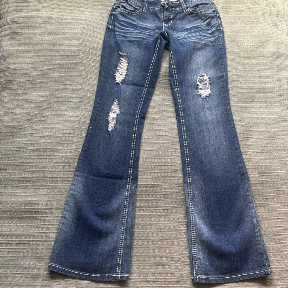 Amethyst Stylish Blue Distressed Women's Jeans